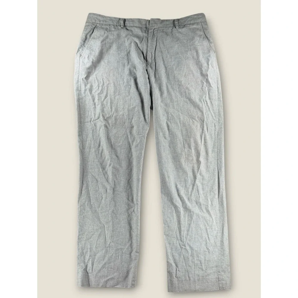 J.Crew Bedford Mens Gray 100% Cotton Flat Front Chino Pants W35 L32 F3996